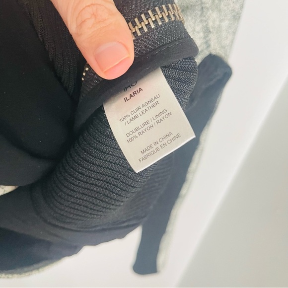 IRO Ilaria Ribbed Distressed Lamb Leather Biker Jacket Off-white Size 8 - Picture 12 of 15